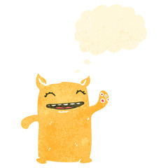 happy little monster retro cartoon