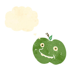 retro cartoon happy apple