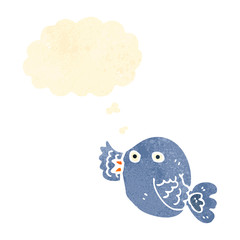 retro cartoon bluebird with thought bubble