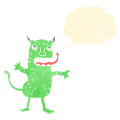 retro cartoon devil with thought bubble