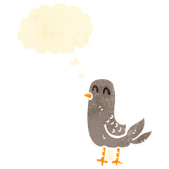 retro cartoon bird with thought bubble