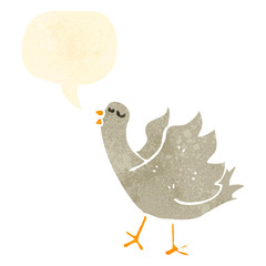 retro cartoon singing bird