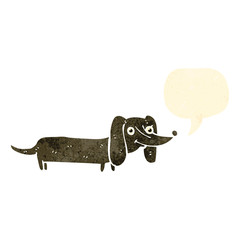 retro cartoon dachshund with speech bubble