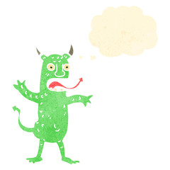 retro cartoon devil with thought bubble