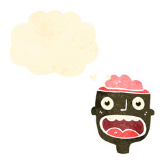 retro cartoon man with open brain