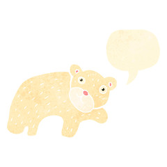 retro cartoon polar bear with speech bubble