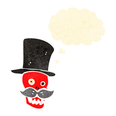 retro cartoon skull in top hat