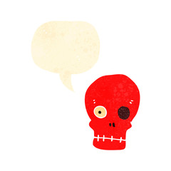 retro cartoon skull with speech bubble