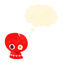 funny retro cartoon skull with thought bubble