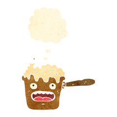 retro cartoon copper pan with thought bubble