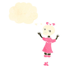 retro cartoon girl with skull mask