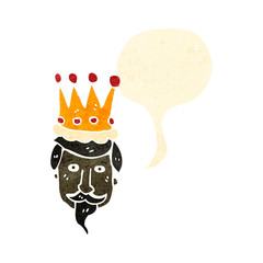 retro cartoon king's head with speech bubble