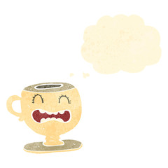 retro cartoon cup with face