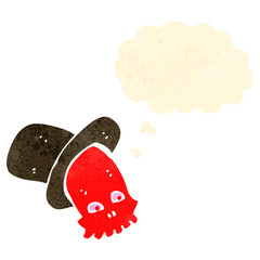 retro cartoon skull wearing top hat