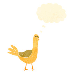 retro cartoon bird with thought bubble