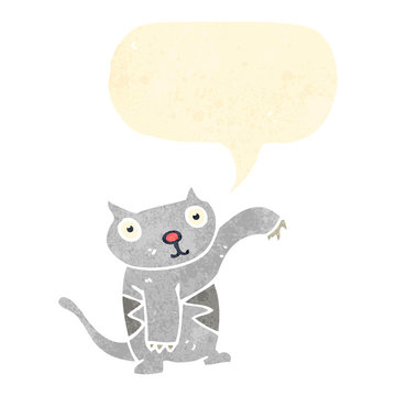retro cartoon cat with speech bubble