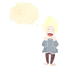 retro cartoon frightened man
