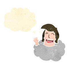 man with head in clouds cartoon