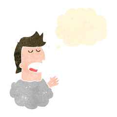 man with head in clouds cartoon