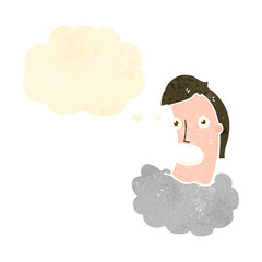 man with head in clouds cartoon