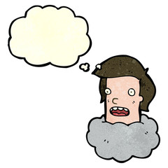 man with head in clouds cartoon