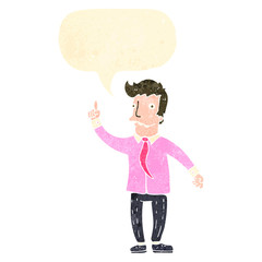 retro cartoon businessman with idea