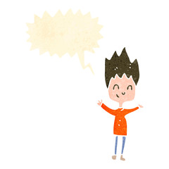 retro cartoon excited boy