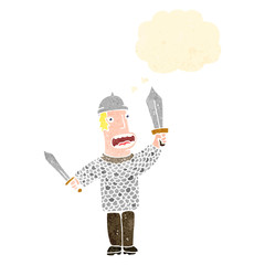 retro cartoon medieval soldier