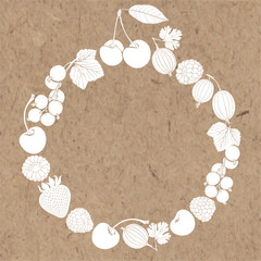 Vector frame with berries. Illustration with place for text.