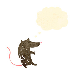 retro cartoon mouse with thought bubble