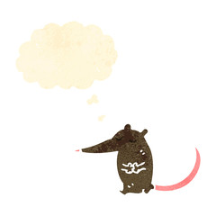 retro cartoon mouse with thought bubble