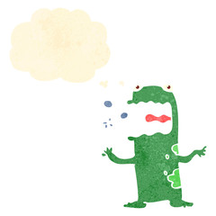 retro cartoon burping frog