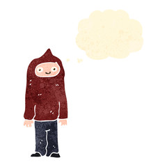 retro cartoon boy in hooded top