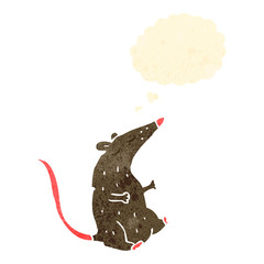 retro cartoon rat with thought bubble