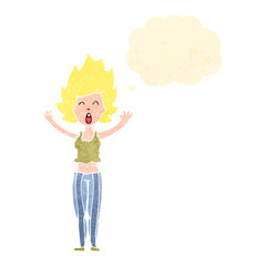 retro cartoon woman waking up