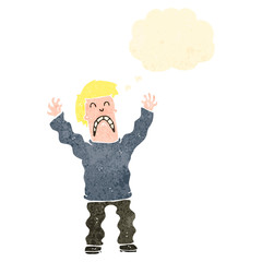 retro cartoon terrified man