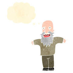 retro cartoon shocked old man with thought bubble