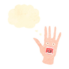 retro cartoon screaming hand