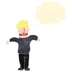 retro cartoon shrugging man