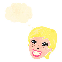 retro cartoon grinning woman