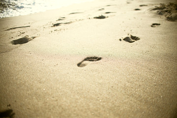 beach, wave and footsteps