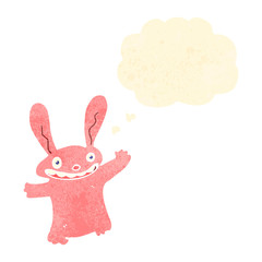 retro cartoon rabbit with thought bubble
