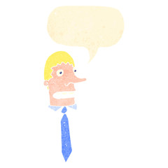 retro cartoon office guy with speech bubble