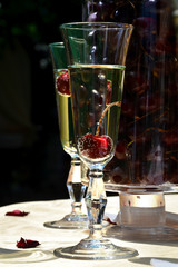 glasses of cocktails with cherries