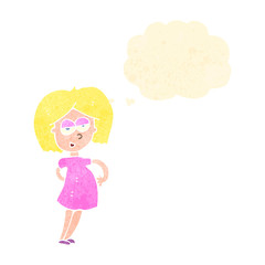 retro cartoon pregnant woman