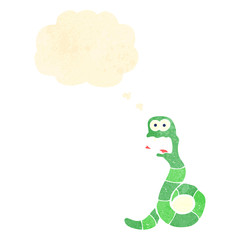 retro cartoon snake with thought bubble