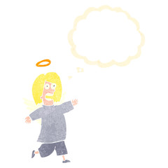 retro cartoon angel with thought bubble