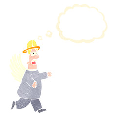 retro cartoon angel with thought bubble