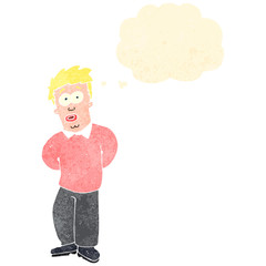 retro cartoon shy man