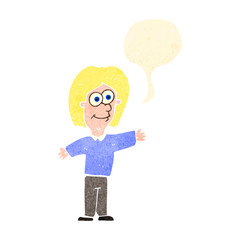 retro cartoon happy blond man